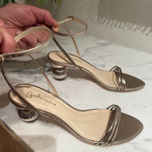 Guilhermina Silver Sculptural Heeled Sandals 7M